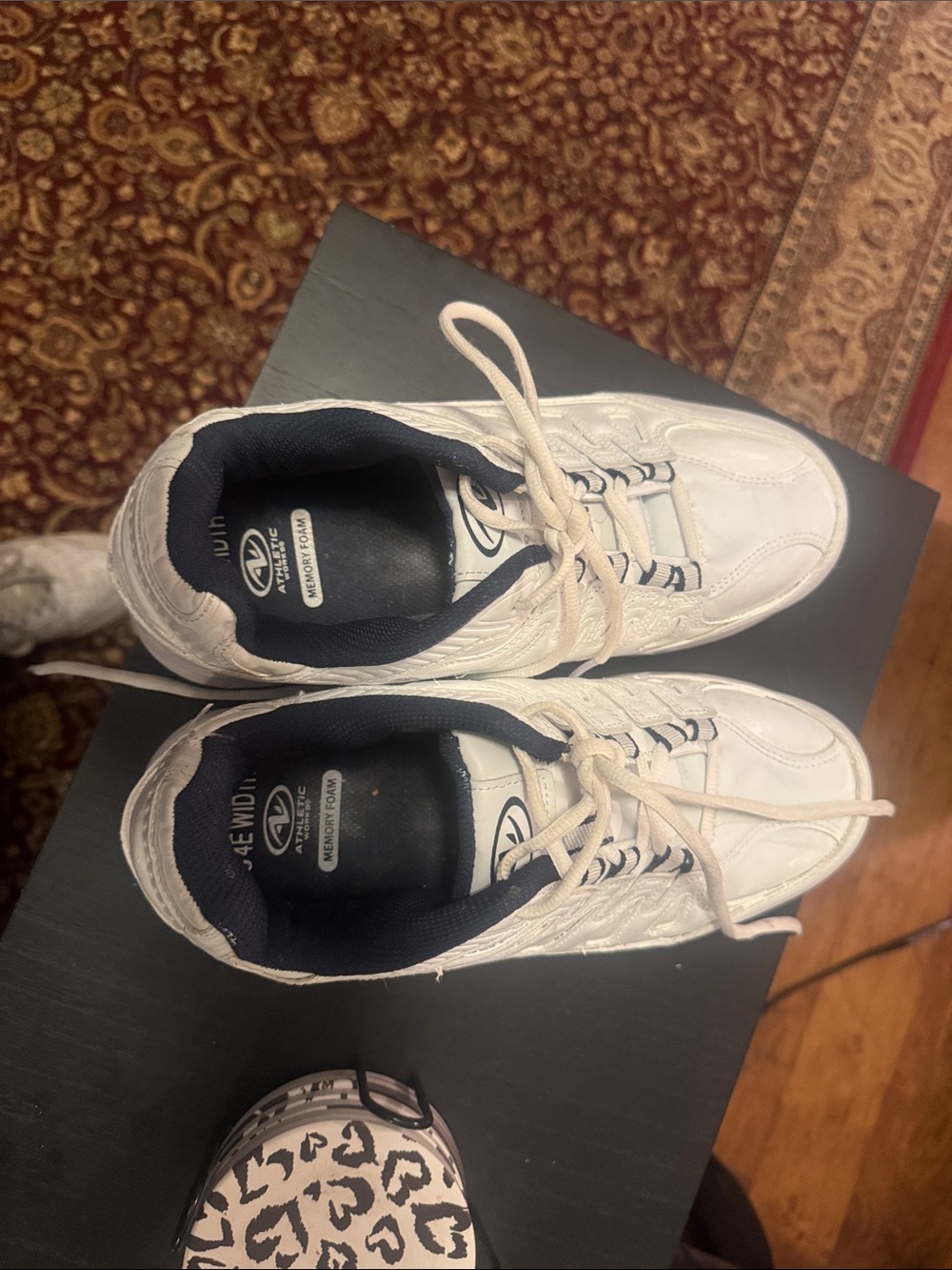 Athletic Works White and Navy Men’s Lace-Up Sneakers